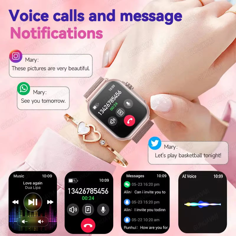 2025 New Smart Watch Women Bluetooth Call Watch Fitness Tracker Waterproof Sport Smart Clock Fashion Ladies Men Smartwatch Woman