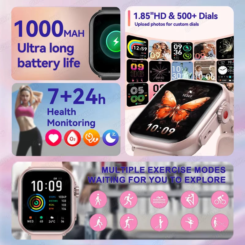 2025 New Smart Watch Women Bluetooth Call Watch Fitness Tracker Waterproof Sport Smart Clock Fashion Ladies Men Smartwatch Woman