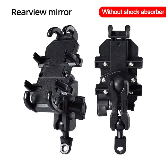 Motorcycle Bike Phone Holder W/ Shock Absorbe Handlebar Fork Stem Mount GPS Clip for 4.7-7.1 Inch Shockproof Mobile Phone Stand