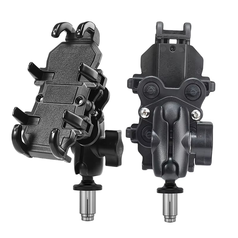Motorcycle Bike Phone Holder W/ Shock Absorbe Handlebar Fork Stem Mount GPS Clip for 4.7-7.1 Inch Shockproof Mobile Phone Stand