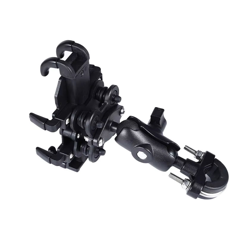 Motorcycle Bike Phone Holder W/ Shock Absorbe Handlebar Fork Stem Mount GPS Clip for 4.7-7.1 Inch Shockproof Mobile Phone Stand