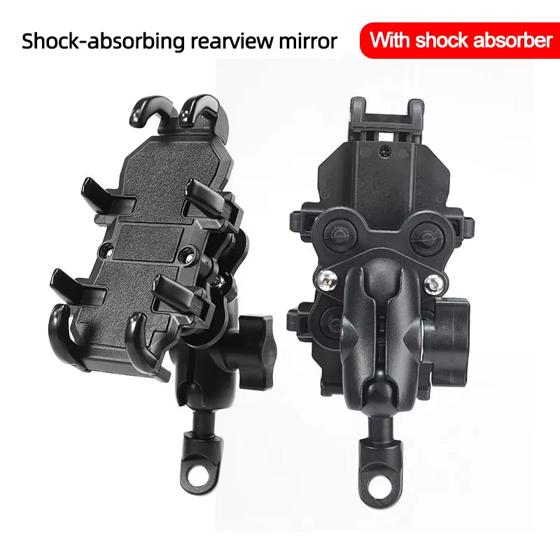 Motorcycle Bike Phone Holder W/ Shock Absorbe Handlebar Fork Stem Mount GPS Clip for 4.7-7.1 Inch Shockproof Mobile Phone Stand