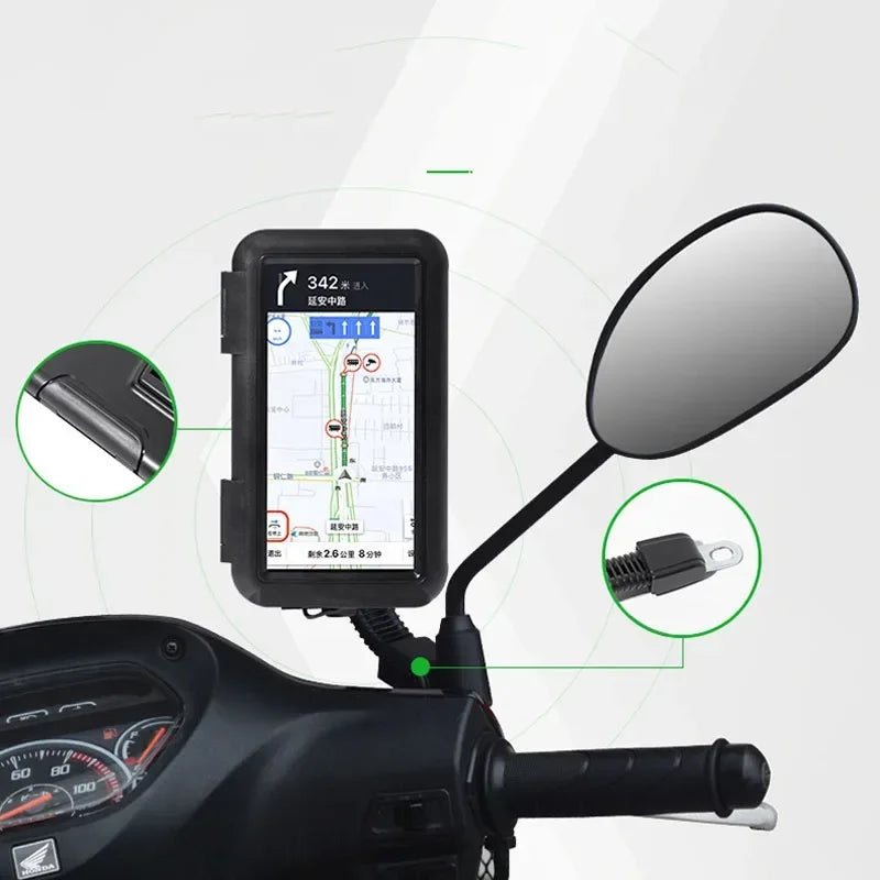 Motorcycle Phone Holder Support Moto Bicycle Waterproof Case Handlebar Stand Case Mount Waterproof Scooter Motorbike Phone Bag