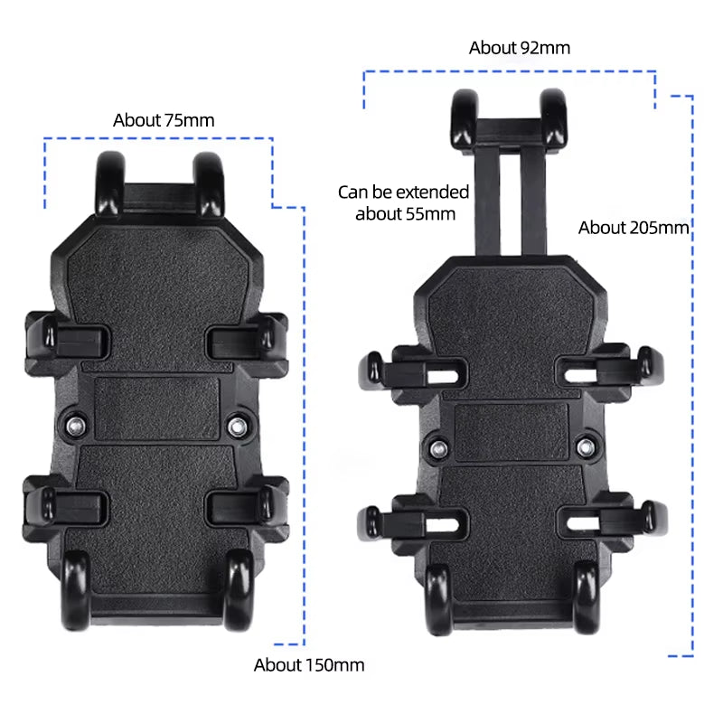 Motorcycle Bike Phone Holder W/ Shock Absorbe Handlebar Fork Stem Mount GPS Clip for 4.7-7.1 Inch Shockproof Mobile Phone Stand