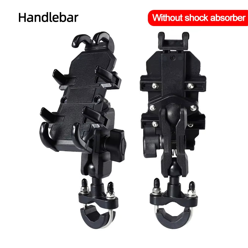 Motorcycle Bike Phone Holder W/ Shock Absorbe Handlebar Fork Stem Mount GPS Clip for 4.7-7.1 Inch Shockproof Mobile Phone Stand