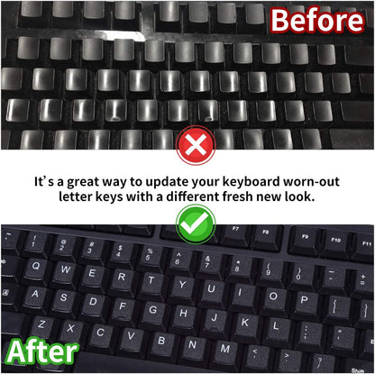 English Keyboard Stickers, 2 Pack Replacement Keyboard Letters Sticker with White Font on Black Background Universal for Computer Laptop Desktop, Matte Alphabet Stickers