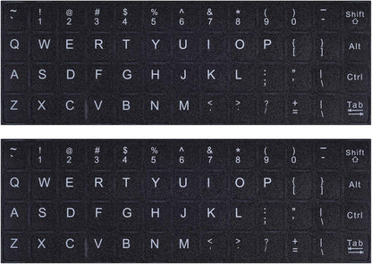 English Keyboard Stickers, 2 Pack Replacement Keyboard Letters Sticker with White Font on Black Background Universal for Computer Laptop Desktop, Matte Alphabet Stickers